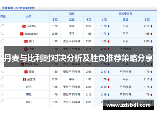 丹麦与比利时对决分析及胜负推荐策略分享